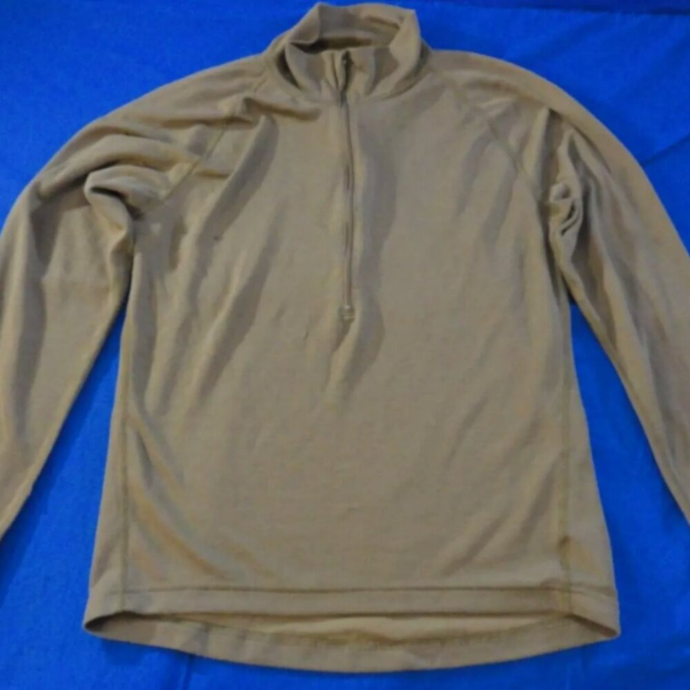 SMALL USGI SEKRI BROWN QUARTER ZIP UP PCU LEVEL 1 LONG SLEEVE SHIRT RC 968